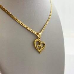 PREZENT NA ROCZEK DLA DZIEWCZYNKI PIĘKNY ZŁOTY NASZYJNIK SERCE + DEDYKACJA