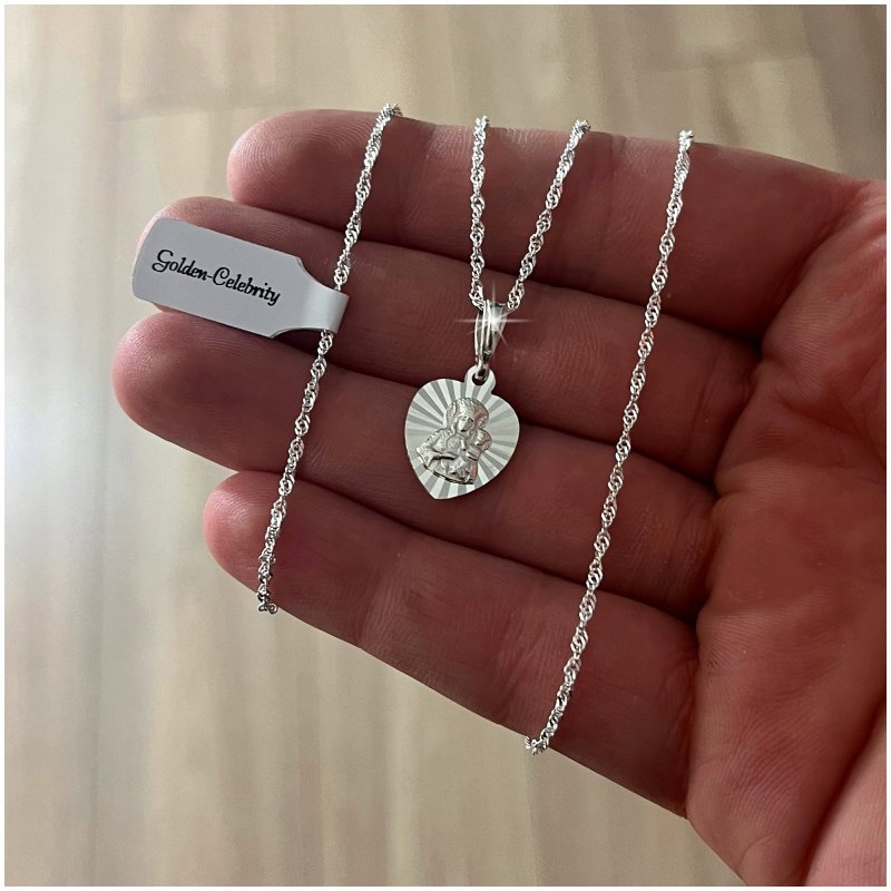 BŁYSZCZĄCY SREBRNY ŁAŃCUSZEK SINGAPUR + ZAWIESZKA MEDALIK 925 + GRAWER 55CM