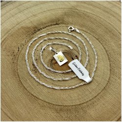 SREBRNY ŁAŃCUSZEK + POZŁACANY MEDALIK MARYJA PR. 925 + GRAWER BIERZMOWANIE