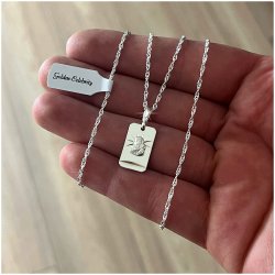 SREBRNY ŁAŃCUSZEK + MEDALIK MATKA BOSKA 925 PREZENT KOMUNIA CHRZEST GRAWER