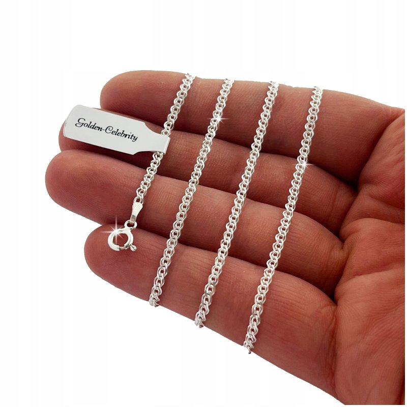 PIĘKNY SREBRNY NASZYJNIK ŁAŃCUSZEK DAMSKI 925 65 cm LŚNIĄCY SOLIDNY PREZENT