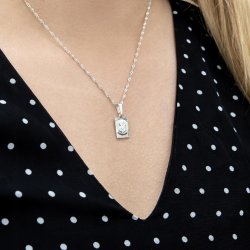SREBRNY ŁAŃCUSZEK + MEDALIK MATKA BOSKA 925 PREZENT KOMUNIA CHRZEST GRAWER
