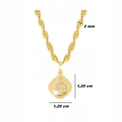 DAMSKI ZŁOTY NASZYJNIK + MEDALIK SZKAPLERZ 18K + DEDYKACJA NA URODZINY 60CM