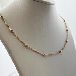 ZŁOTY ŁAŃCUSZEK ANKIER DO ZAWIESZEK ZE STALI CHIRURGICZNEJ Z KULECZKAMI 18K
