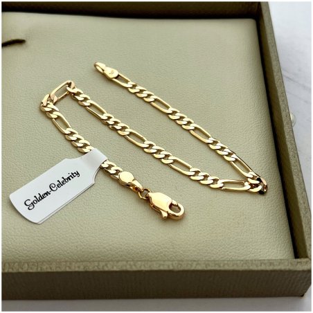 ZŁOTA BRANSOLETKA FIGARO ZE STALI CHIRURGICZNEJ 17,5 CM 3,5 MM PREZENT 18K