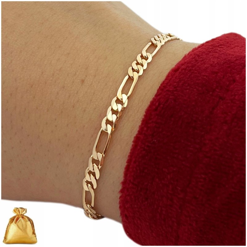 ZŁOTA BRANSOLETKA FIGARO ZE STALI CHIRURGICZNEJ 17,5 CM 3,5 MM PREZENT 18K