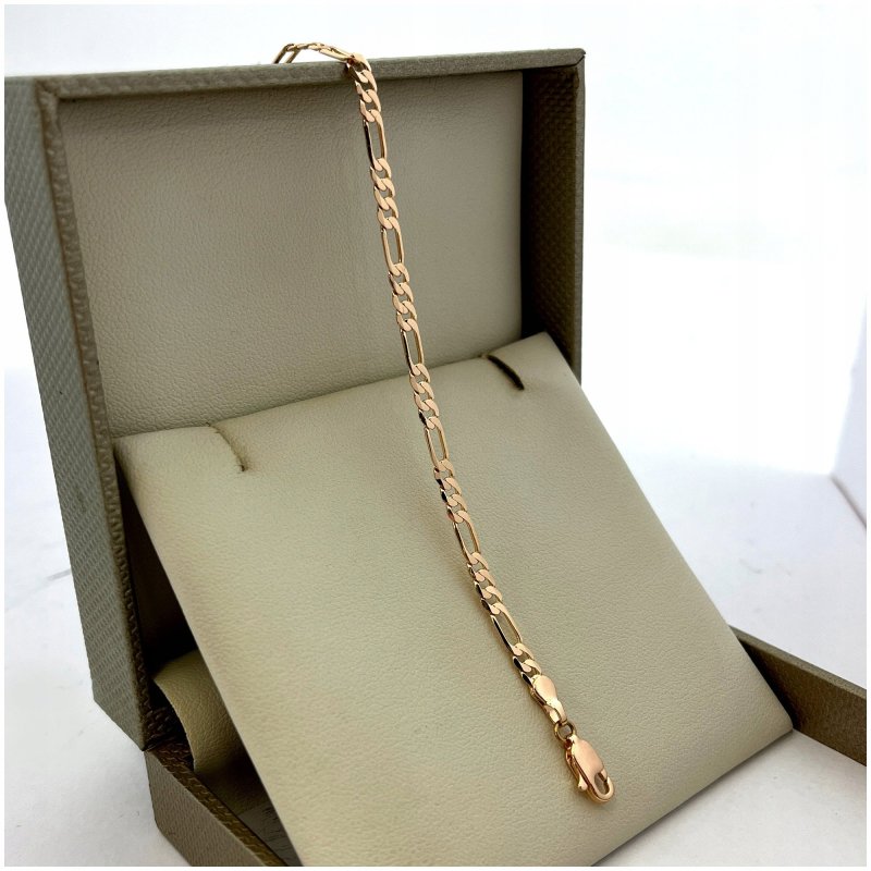 ZŁOTA BRANSOLETKA FIGARO ZE STALI CHIRURGICZNEJ 18,5 CM 3,5 MM PREZENT 18K