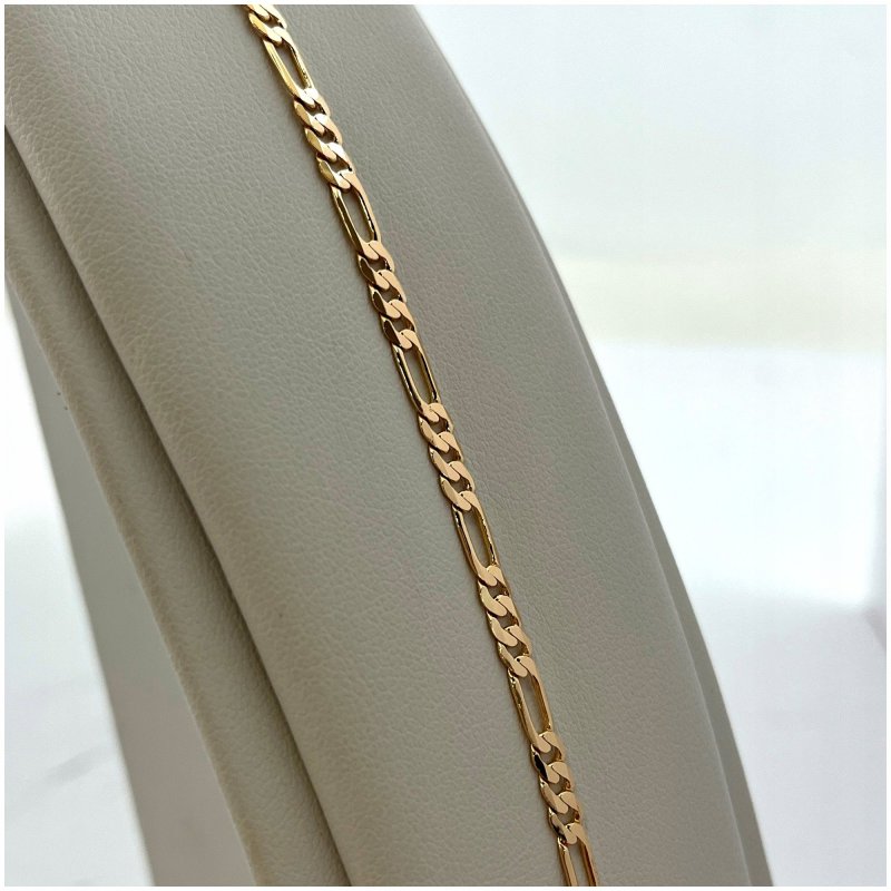 ZŁOTA BRANSOLETKA FIGARO ZE STALI CHIRURGICZNEJ 18,5 CM 3,5 MM PREZENT 18K
