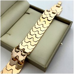 BRANSOLETKA SZEROKA DAMSKA ZŁOTA ZE STALI CHIRURGICZNEJ 20 MM DLA KOBIETY