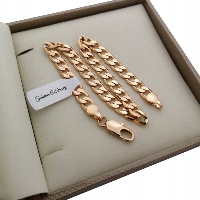 BRANSOLETKA MĘSKA PANCERKA 18K STAL CHIRURGICZNA 20,5cm/6mm PREZENT+GRATISY
