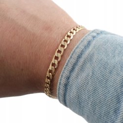 BRANSOLETKA MĘSKA PANCERKA 18K STAL CHIRURGICZNA 20,5cm/6mm PREZENT+GRATISY