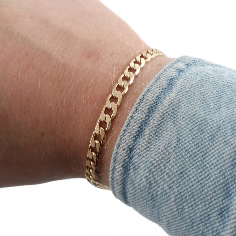 BRANSOLETKA MĘSKA PANCERKA 18K STAL CHIRURGICZNA 20,5cm/6mm PREZENT+GRATISY