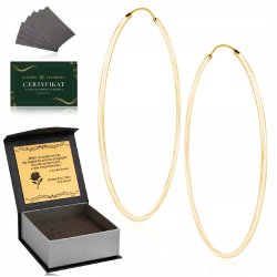 ELEGANCKIE DUŻE ZŁOTE POZŁACANE KOLCZYKI KOŁA KÓŁKA 7 CM 925/585 + GRAWER