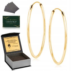 ELEGANCKIE DUŻE ZŁOTE POZŁACANE KOLCZYKI KOŁA KÓŁKA 4,5 CM 925/585 + GRAWER