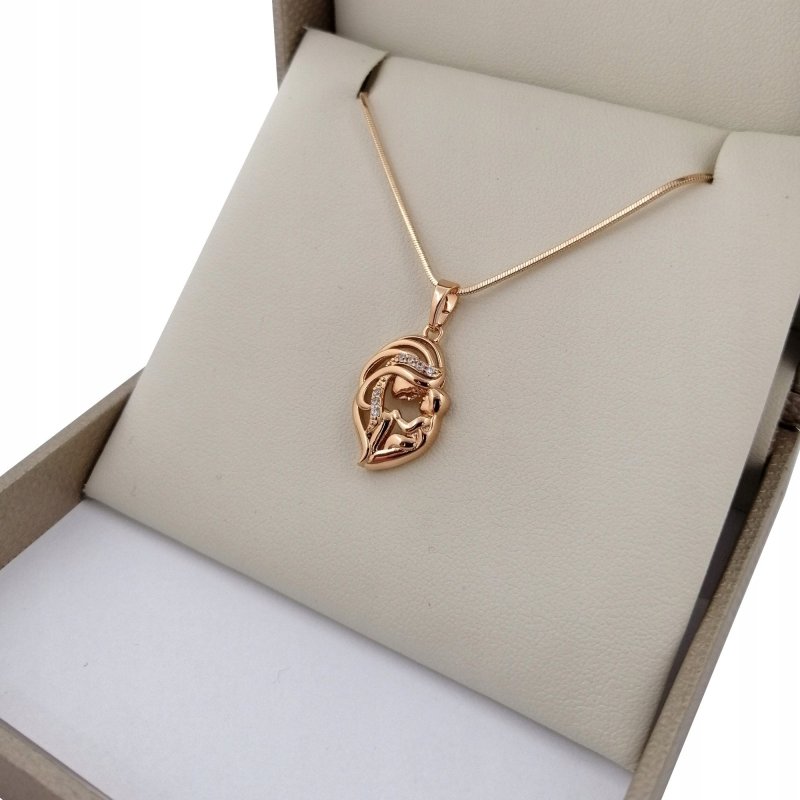POZŁACANY ŁAŃCUSZEK ŻMIJKA + ZAWIESZKA Z CYRKONIAMI 18K STAL CHIRURGICZNA