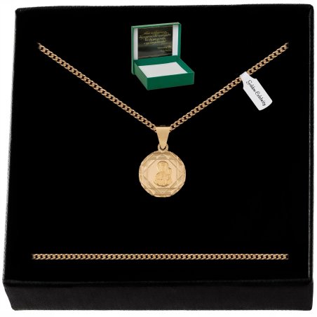 DAMSKI ZŁOTY ŁAŃCUSZEK + MEDALIK MATKA BOSKA 925/585 14K + DEDYKACJA GRATIS