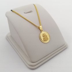 ZŁOTY ŁAŃCUSZEK + MEDALIK MATKA BOSKA CZĘSTOCHOWSKA 925/585 14K + DEDYKACJA