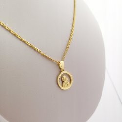 PIĘKNY ZŁOTY DAMSKI ŁAŃCUSZEK PANCERKA + MEDALIK MATKA BOSKA 925 DEDYKACJA