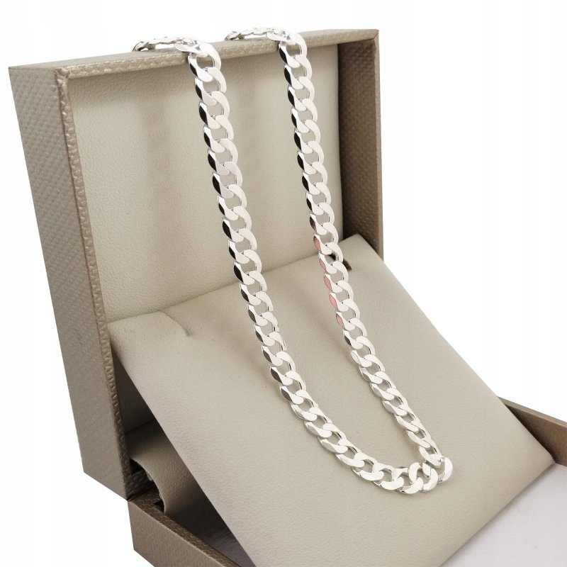 SREBRNY GRUBY ŁAŃCUSZEK PANCERKA 925 DIAMENTOWANA 7,5 MM + GRATISY + GRAWER
