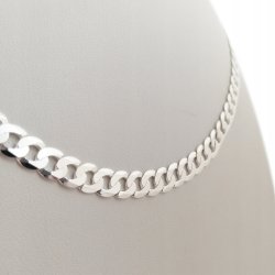 SREBRNY GRUBY ŁAŃCUSZEK PANCERKA 925 DIAMENTOWANA 7,5 MM + GRATISY + GRAWER