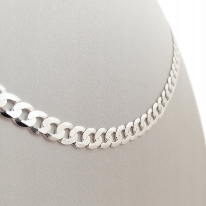 SREBRNY GRUBY ŁAŃCUSZEK PANCERKA 925 DIAMENTOWANA 7,5 MM + GRATISY + GRAWER