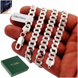 ELEGANCKI GRUBY ŁAŃCUSZEK MĘSKI SPLOT PANCERKA DIAMENTOWANA PR. 925 7,5 MM