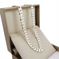 ELEGANCKI GRUBY ŁAŃCUSZEK MĘSKI SPLOT PANCERKA DIAMENTOWANA PR. 925 7,5 MM