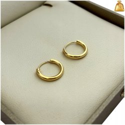 ZŁOTE KOLCZYKI KOŁA KÓŁKA 1,4 CM SREBRO PR. 925 ZŁOTO 585 POZŁACANE PREZENT