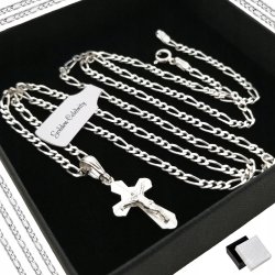 SREBRNY DAMSKI NASZYJNIK FIGARO Z KRZYŻEM PR 925 + DEDYKACJA GRATIS PREZENT