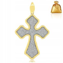 SREBRNY MĘSKI POZŁACANY KRZYŻYK ZAWIESZKA KRZYŻ+GLITTER SREBRO 925 PREZENT