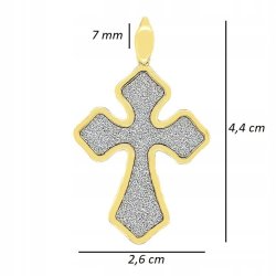 SREBRNY MĘSKI POZŁACANY KRZYŻYK ZAWIESZKA KRZYŻ+GLITTER SREBRO 925 PREZENT