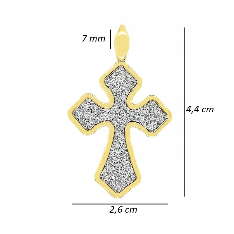 SREBRNY MĘSKI POZŁACANY KRZYŻYK ZAWIESZKA KRZYŻ+GLITTER SREBRO 925 PREZENT