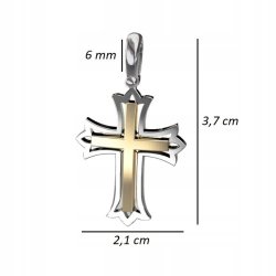 SREBRNY KRZYŻ POZŁACANY KRZYŻYK ZAWIESZKA SREBRO PRÓBY 925 NA PREZENT