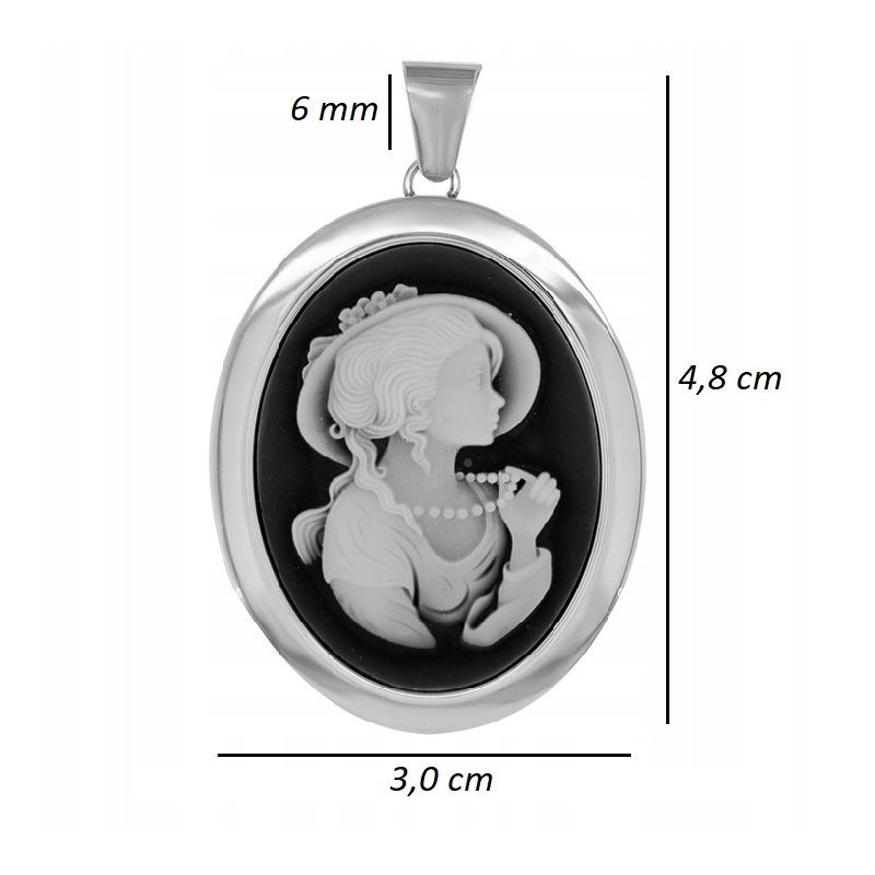 SREBRNY MEDALIK KAMEA ZAWIESZKA Z PANIĄ WALEWSKĄ SREBRO PR. 925 NA PREZENT