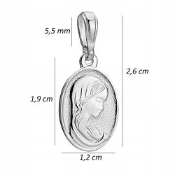 SREBRNY DAMSKI MEDALIK WISIOREK ZAWIESZKA MATKA BOSKA MADONNA SREBRO 925