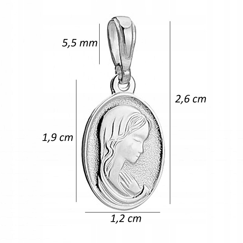 SREBRNY DAMSKI MEDALIK WISIOREK ZAWIESZKA MATKA BOSKA MADONNA SREBRO 925