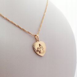 ZŁOTY ŁAŃCUSZEK ZE STALI CHIRURGICZNEJ 316L 18K NASZYJNIK SZKAPLERZ GRAWER