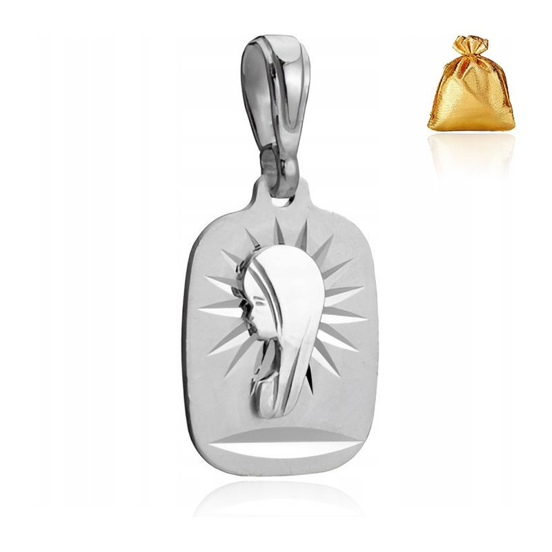 SREBRNY MĘSKI MEDALIK Z MATKĄ BOSKĄ FATIMSKĄ SREBRO BIAŁE PR 925 NA PREZENT