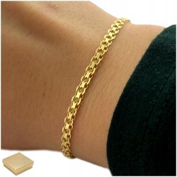 PIĘKNA ZŁOTA BRANSOLETKA DAMSKA BISMARK 18cm/3mm SREBRNA PR. 925 PREZENT