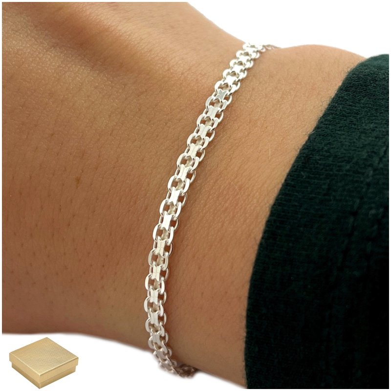 PIĘKNA SREBRNA BRANSOLETKA DAMSKA BISMARK 18cm/3mm PREZENT DLA NIEJ+GRATISY