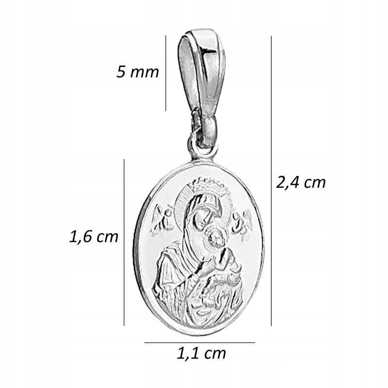 SREBRNY MEDALIK ZAWIESZKA MATKA BOSKA NIEUSTAJĄCEJ POMOCY SREBRO PR. 925