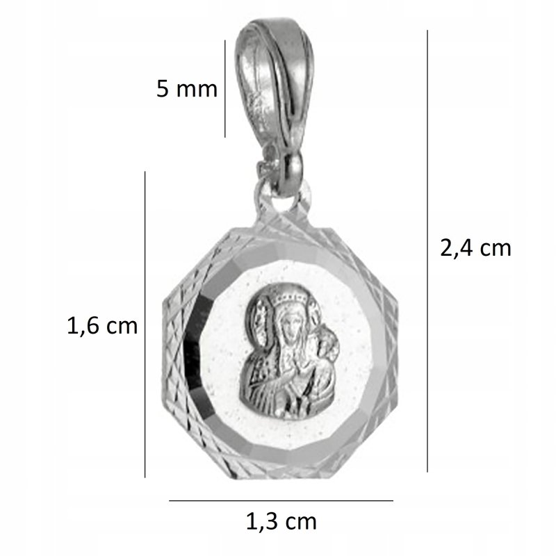 SREBRNY MEDALIK WISIOREK ZAWIESZKA MATKA BOSKA CZĘSTOCHOWSKA SREBRO PR. 925