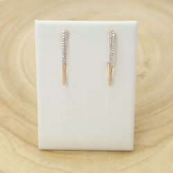 PIĘKNE ZŁOTE KOLCZYKI DAMSKIE Z CYRKONIAMI STAL CHIRUGICZNA WISZĄCE KŁY 18K