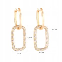 ELEGANCKIE ZŁOTE KOLCZYKI DAMSKIE Z CYRKONIAMI WISZĄCE / DŁUGIE STAL 18K