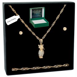 ZŁOTY KOMPLET BIŻUTERII STAL CHIRURGICZNA LISEK Z CYRKONIAMI+KOLCZYKI 50 CM