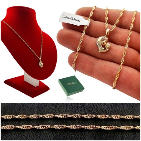 ZŁOTY ŁAŃCUSZEK ZE STALI CHIRUGICZNEJ+CYRKONIE 18K NASZYJNIK ZAWIESZKA 55cm