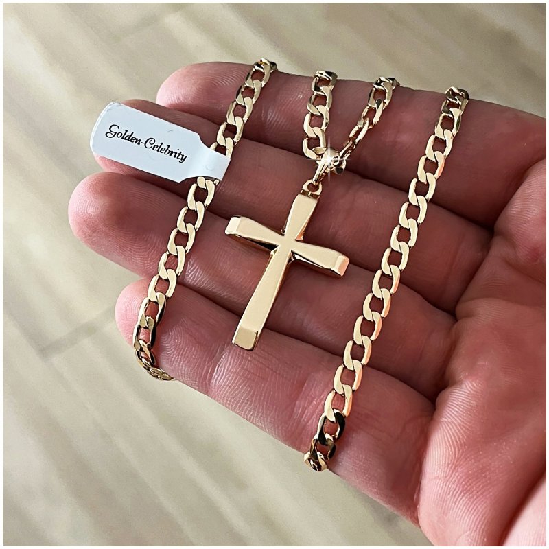 ZŁOTY ŁAŃCUSZEK MĘSKI PANCERKA+KRZYŻYK 18K 55CM PREZENT DLA NIEGO + GRATISY