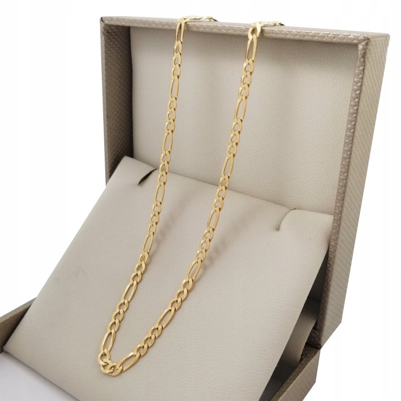 ZŁOTY ŁAŃCUSZEK FIGARO PEŁNY PR. 925/585 55CM 14K PREZENT DLA CHŁOPAKA TATY
