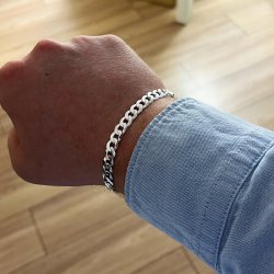 ELEGANCKA GRUBA BRANSOLETKA MĘSKA PANCERKA 20 CM PREZENT DLA NIEGO + GRATIS