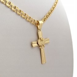 MĘSKI ZŁOTY ŁAŃCUSZEK+KRZYŻYK ORZEŁ GRAWER GRATIS / BIZUTERIA PATRIOTYCZNA